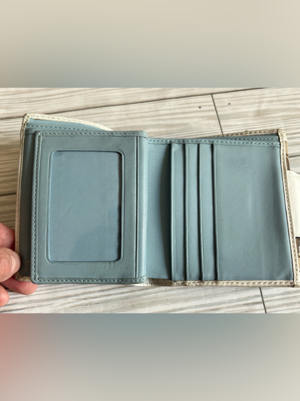 Coach Small Signature Canvas Wallet in Khaki and Chalk with Gold Hardware - Picture 6 of 11